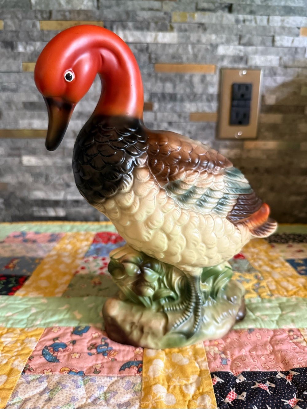 Vintage 9 inch Redhead Wales Japan Ceramic Duck